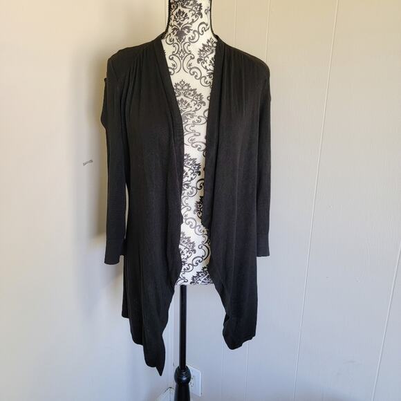 WHBM Black Open Front Slouchy Cardigan Sweater - Picture 1 of 3